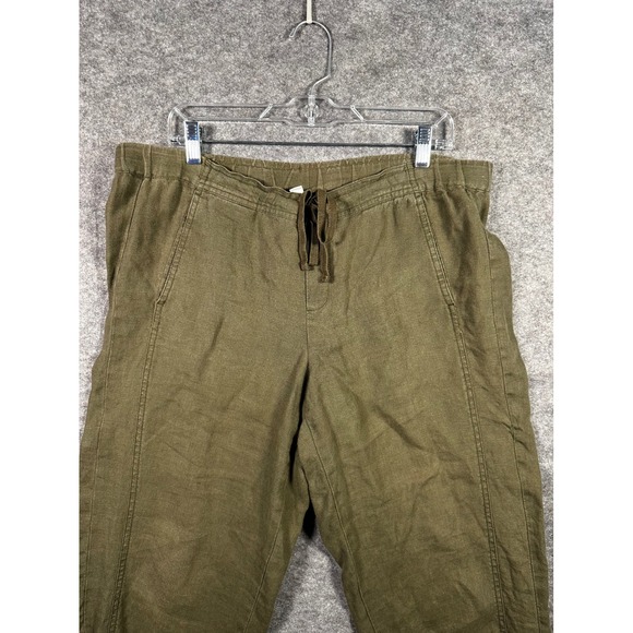 J.Jill Love Linen Olive Green Drawstring Waist Crop‎ Pants Women's Medium - Picture 1 of 7